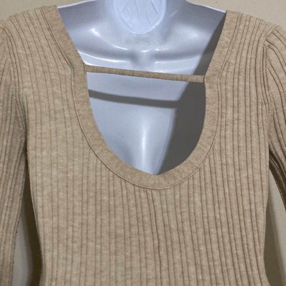 Anthropologie Daily Practice women XS Bell-Sleeve Sweater Beige Knit y2k casual - Picture 10 of 15